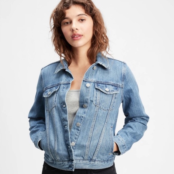 GAP | Women’s Light Blue Denim GAP Stretch Button Front Trucker Jacket Size M - Picture 2 of 16